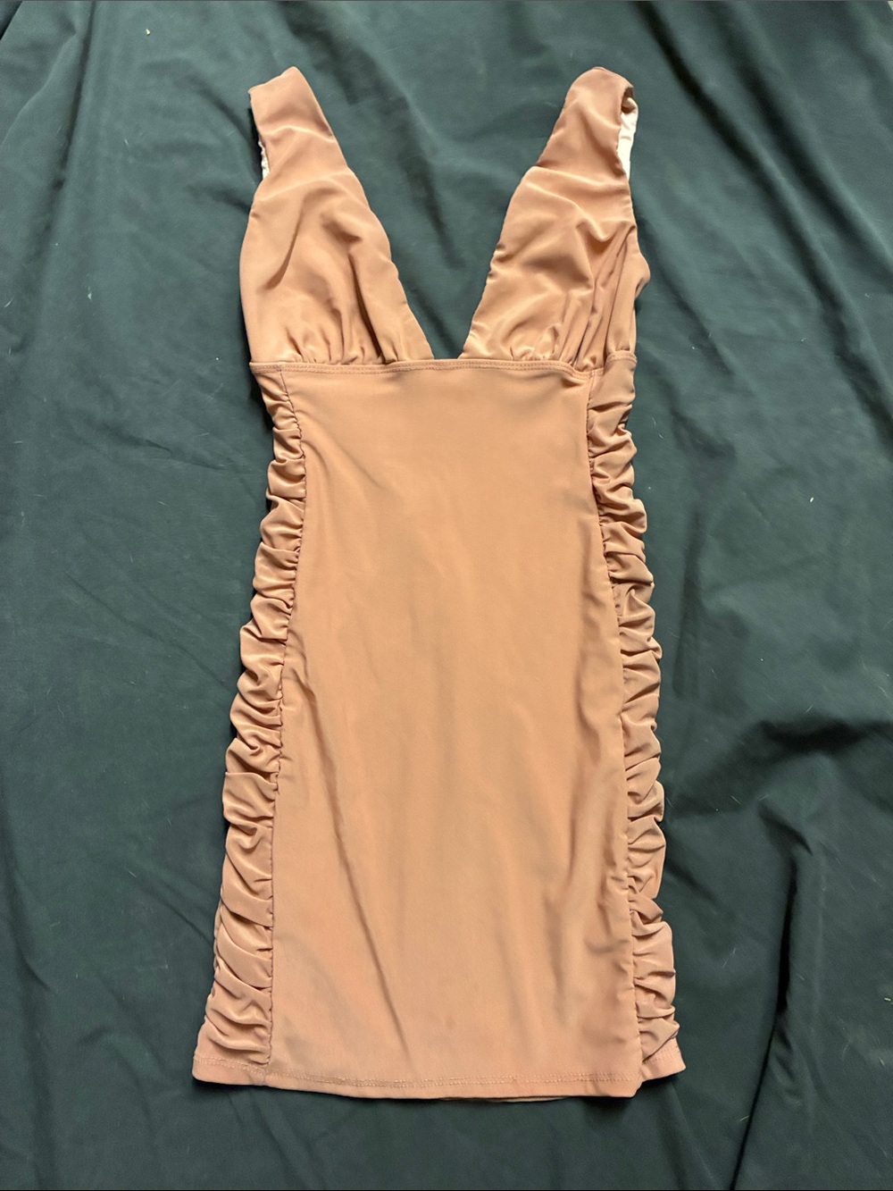 Women’s Ruched Bodycon Dress in Tan